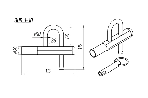 Замок навесной винтовой ЗНВ 1-10 (с одной секретностью, трёхгранный ключ) #223713